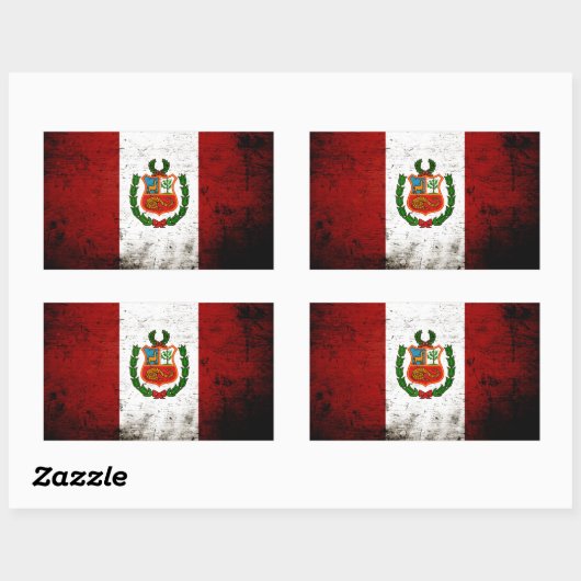 Black Grunge Peru Flag Rechteckiger Aufkleber (Blatt)