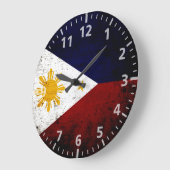 Black Grunge Philippines Flag Große Wanduhr (Winkel)
