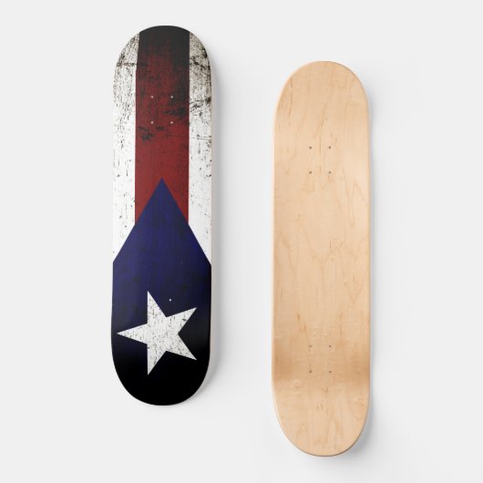 Black Grunge Puerto Rico Fahne Skateboard (Vorderseite)