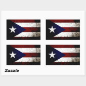 Black Grunge Puerto Rico Flag Rechteckiger Aufkleber (Blatt)