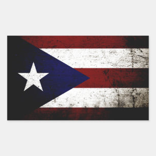 Black Grunge Puerto Rico Flag Rechteckiger Aufkleber
