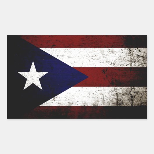 Black Grunge Puerto Rico Flag Rechteckiger Aufkleber (Vorderseite)