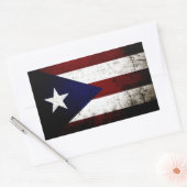 Black Grunge Puerto Rico Flag Rechteckiger Aufkleber (Umschlag)