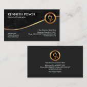 Black Grunge Royal Gold Wave Electrical Contractor Visitenkarte (Vorne/Hinten)