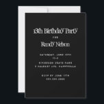 Black Grunge Sons Boys Teens Geburtstag Einladung<br><div class="desc">Solid schwarze Geburtstagsgeschenk-Einladung mit grauem Text in Grunge-Schriftart. Reverse enthält schwarz-graue Wirbel. Für Jungen von einem Alter bis zu einem älteren Teenager ist diese vertikale Karte leicht mit Datum,  Uhrzeit,  Ort und uAwg zu personalisieren.</div>