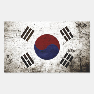 Black Grunge Südkorea Fahne Rechteckiger Aufkleber