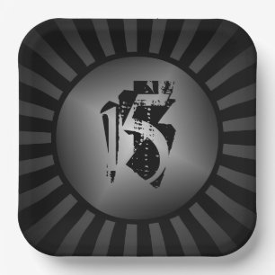 Black Grunge Teenager Geburtstagsparty Teller