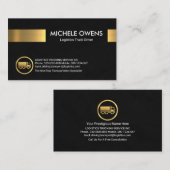 Black Grunge Texture Gold Strip Trucker Visitenkarte (Vorne/Hinten)