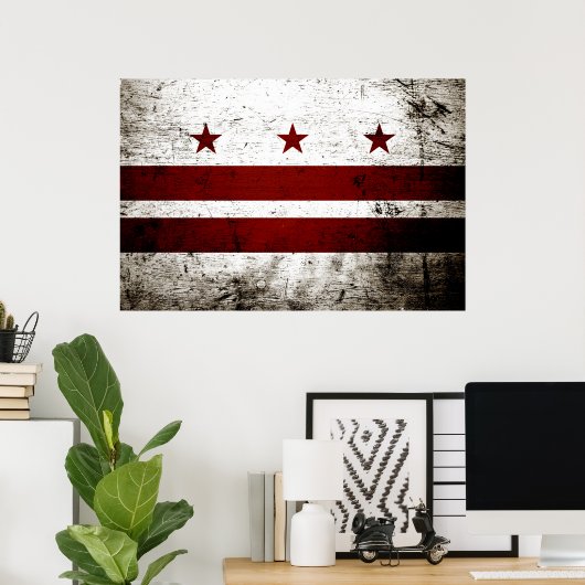 Black Grunge Washington DC Flag Poster (Heimbüro)