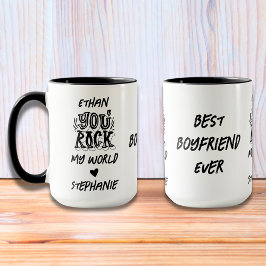 Black Grunge You Rock My World Best Boyfriend ever Tasse