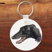 "Black Gryhound" Dog Art Schlüsselanhänger (Vorderseite)