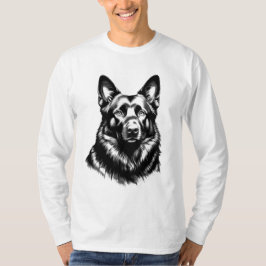 Black GSD Portrait Long Sleeve T-Shirt