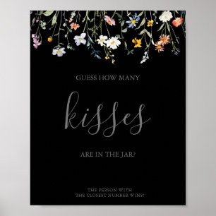 Black Guess Wie viele Kisses Brautparty Game Poster