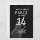 Black Guitar Band GeburtstagsTeenager Einladung (Vorderseite)