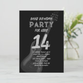 Black Guitar Band GeburtstagsTeenager Einladung (Stehend Vorderseite)