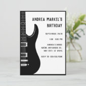 Black Guitar Einladung (Stehend Vorderseite)