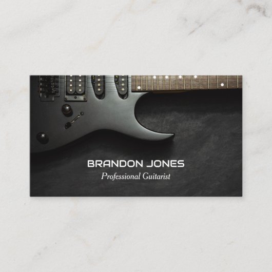 Black Guitar, Gitarrist, Beruflicher Musician Bus Visitenkarte (Vorderseite)