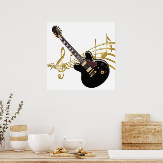 Black Guitar Music Poster (Küche)