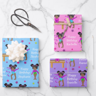 Black Gymnast Wrapping Paper Sheets Geschenkpapier Set