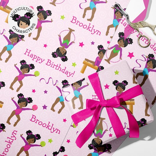 Black Gymnastic Birthday Wrapping Paper Geschenkpapier