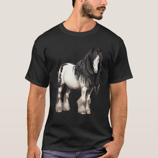 Black Gypsy Vanner Horse  Riding Equestrian T-Shirt (Vorderseite)