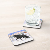 Black Gypsy Vanner Irish Cob Draft Horse in Snow Getränkeuntersetzer (Rechte Seite)