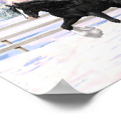 Black Gypsy Vanner Irish Cob Draft Horse in Snow Poster (Ecke)