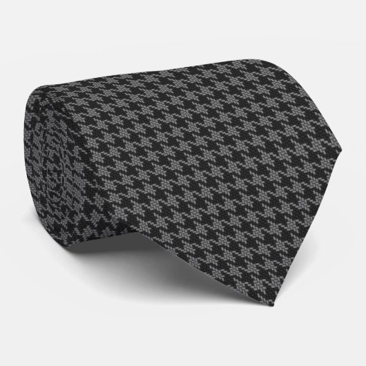 Black Hahnentrittmuster - Emo - Neck Tie Krawatte (Gerollt)