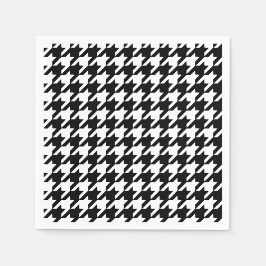 Black Hahnentrittmuster Paper Napkins Serviette (Vorderseite)