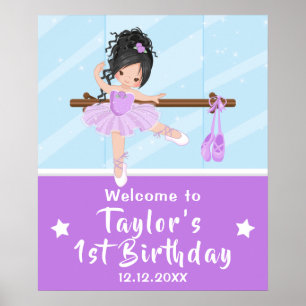 Black Hair Ballerina Lila Tutu Begrüßungszeichen Poster