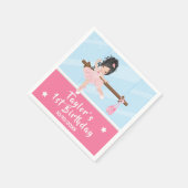 Black Hair Ballerina Pink Tutu Birthday Napkins Serviette (Ecke)