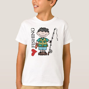 Black Hair Boy I Liebe Angeln T-Shirt