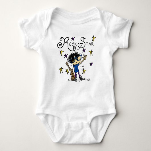Black Hair Boy Rock Star Baby Strampler (Vorderseite)