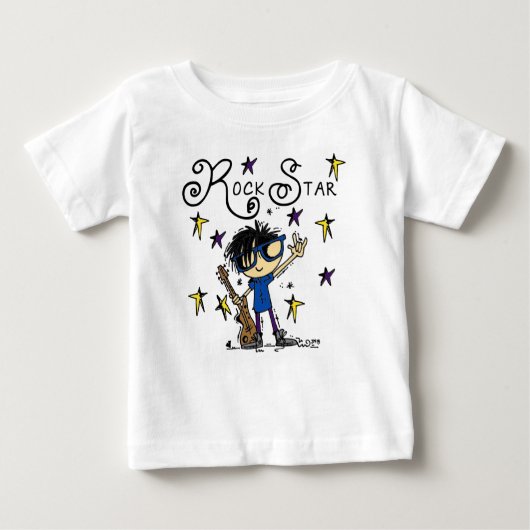 Black Hair Boy Rock Star Baby T-shirt (Vorderseite)