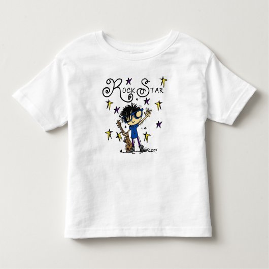 Black Hair Boy Rock Star Kleinkind T-shirt (Vorderseite)