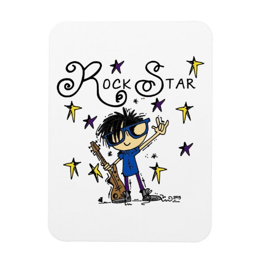 Black Hair Boy Rock Star Magnet (Vertikal)