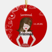 Black Hair Bridesmaid Gown Red Wedding Keramikornament (Vorne)