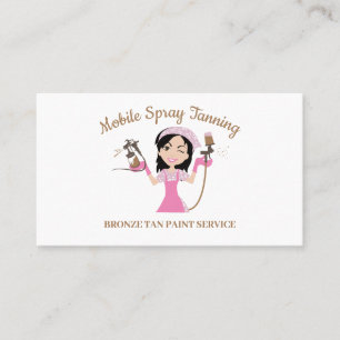 Black Hair Brown Eyes Girl Mobile Tanning Visitenkarte