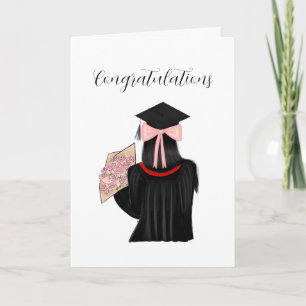 Black Hair Coquette Graduate Glückwunsch Karte