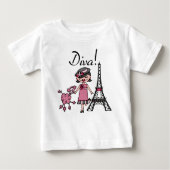 Black Hair Diva Girly Baby Tutu Bodysuit Baby T-shirt (Vorderseite)