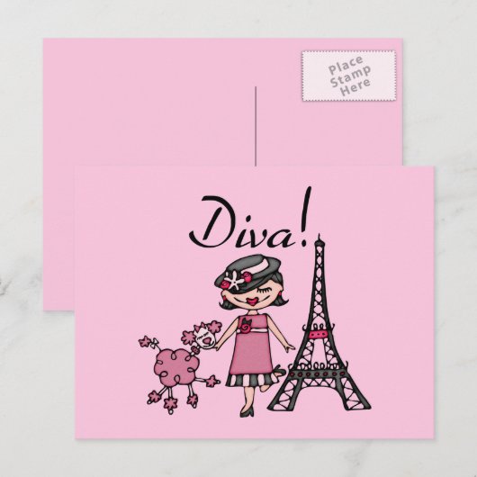 Black Hair Diva Postkarte (Vorne/Hinten)