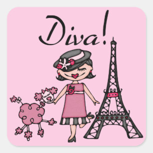 Black Hair Diva Quadratischer Aufkleber