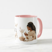 Black Hair Girl Easter Eggs Butterflies Tasse (VorderseiteRechts)