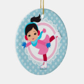 Black Hair Ice Skater - Winter Sports Skaten Keramik Ornament (Rechts)