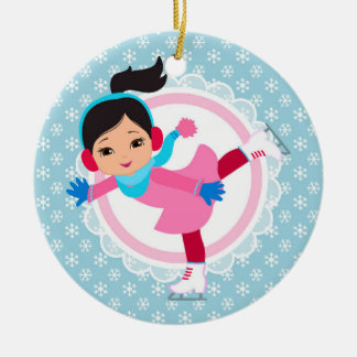 Black Hair Ice Skater - Winter Sports Skaten Keramik Ornament