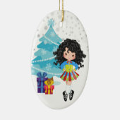 Black Hair Irish Dancer Winter Weihnachten Keramik Ornament (Rechts)