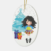 Black Hair Irish Dancer Winter Weihnachten Keramik Ornament (Links)