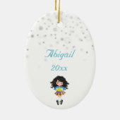 Black Hair Irish Dancer Winter Weihnachten Keramik Ornament (Hinten)