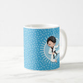 Black Hair Karate Boy Judo Martial Arts Kaffeetasse (VorderseiteRechts)