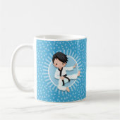 Black Hair Karate Boy Judo Martial Arts Kaffeetasse (Links)